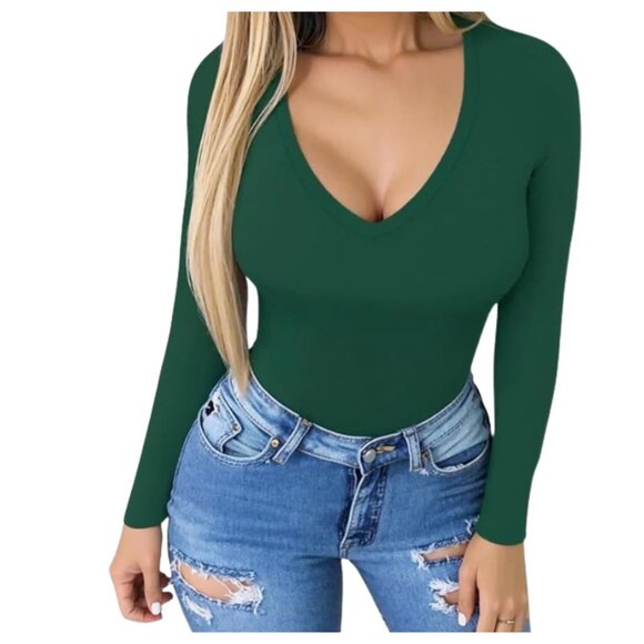 MANGOPOP VNECK SLIM FITTED BODYSUIT - Picture 3 of 4